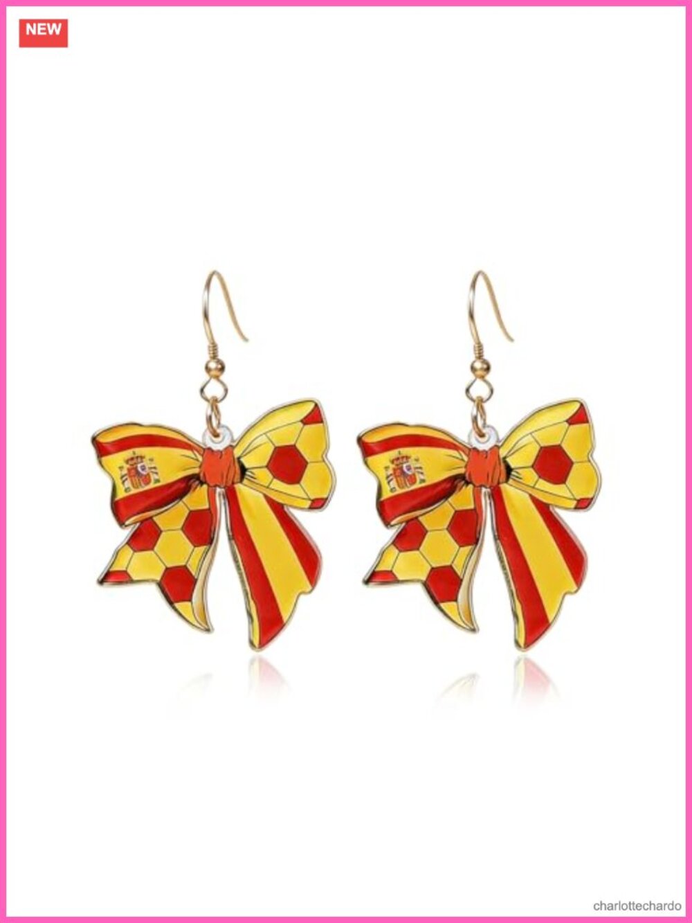 Flag Soccer Earrings Acrylic Dangle World Cup Fan Jewelry